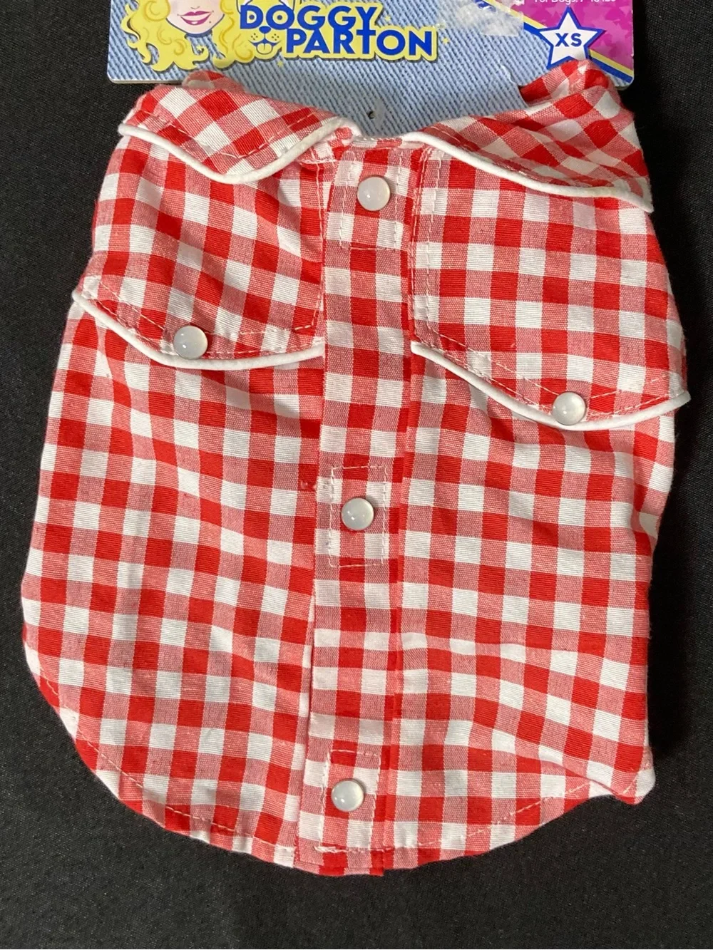 ⭐️ Dolly Parton Doggy Parton Red Gingham Dog Shirt Size XS For Dogs 7-10 lbs